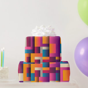 Colourful Abstract Squares and Shapes Wrapping Paper