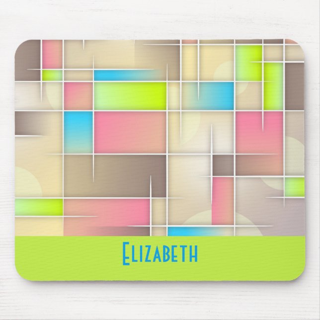 Colourful Abstract Squares Geometric Pattern Mouse Mat (Front)