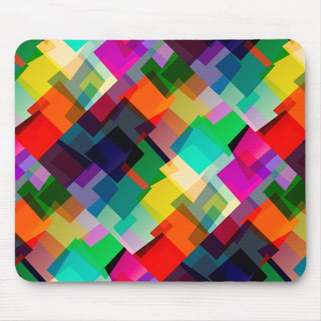 Colourful abstract squares pattern mouse mat (Front)