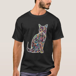 Colourful Abstract Stained Glass Mosaic Geometry C T-Shirt
