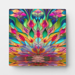 Colourful Abstract Stained Glass Plaque