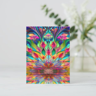 Colourful Abstract Stained Glass Postcard