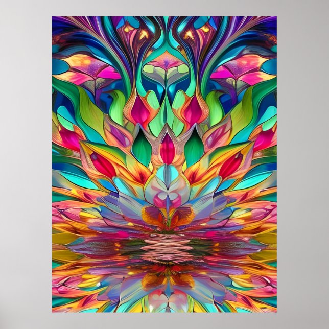 Colourful Abstract Stained Glass Poster (Front)