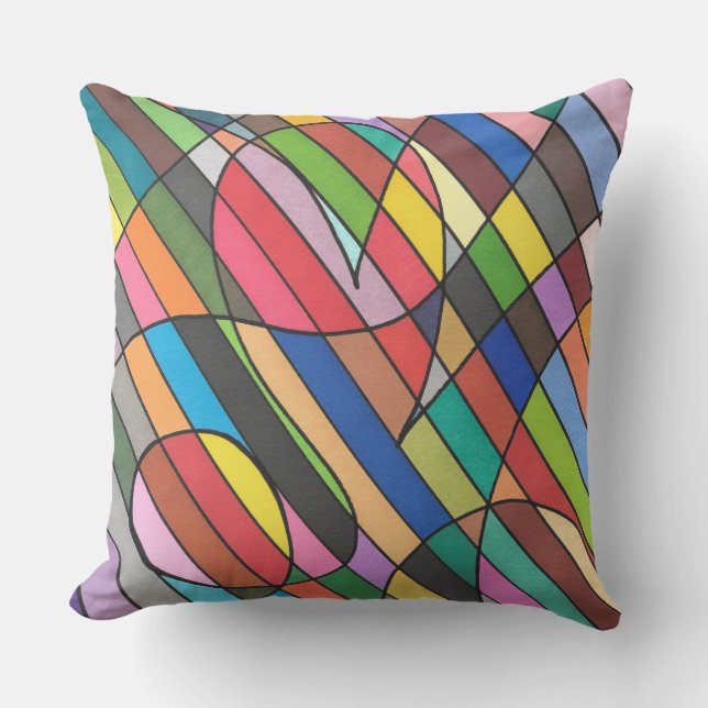 Colourful Abstract Stained Glass Style Design Cushion (Front)