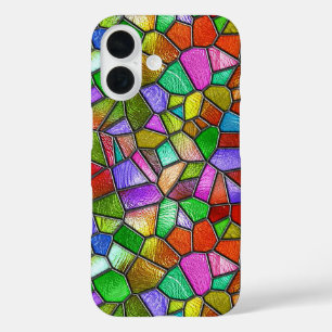 Colourful Abstract Stained Glass Window iPhone 16 Case