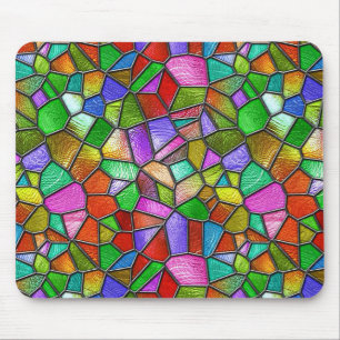Colourful Abstract Stained Glass Window Mouse Mat