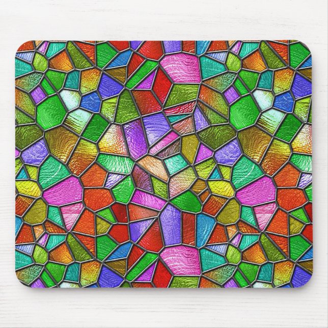 Colourful Abstract Stained Glass Window Mouse Mat (Front)