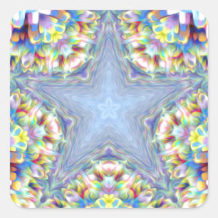 Colourful Abstract Star Square Sticker