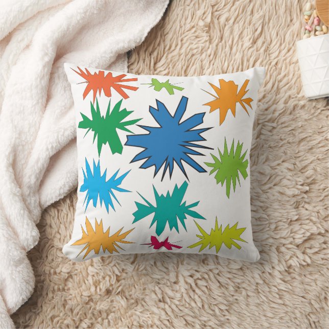 Colourful Abstract Starburst Pattern Throw Pillow (Blanket)