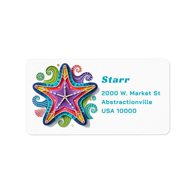 Colourful Abstract Starfish Return Address Label (Front)