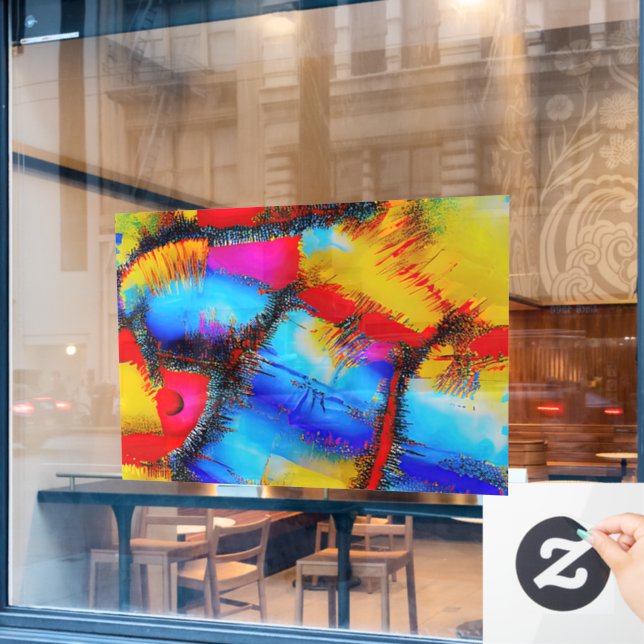 Colourful Abstract Stich Pattern Window Cling (Cafe Window)