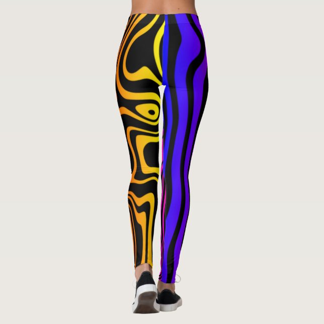 Colourful Abstract Striped Leggings - Choose Colou (Back)