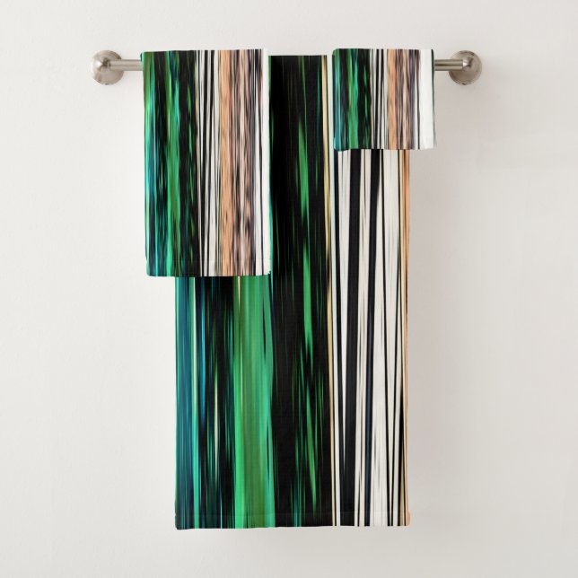 Colourful Abstract Stripes #123 Bath Towel Set (Insitu)