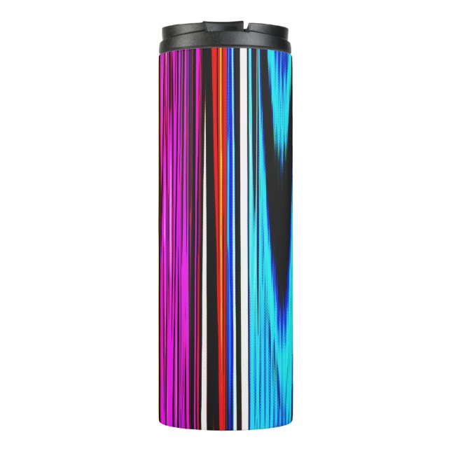 Colourful Abstract Stripes 611 Thermal Tumbler (Back)