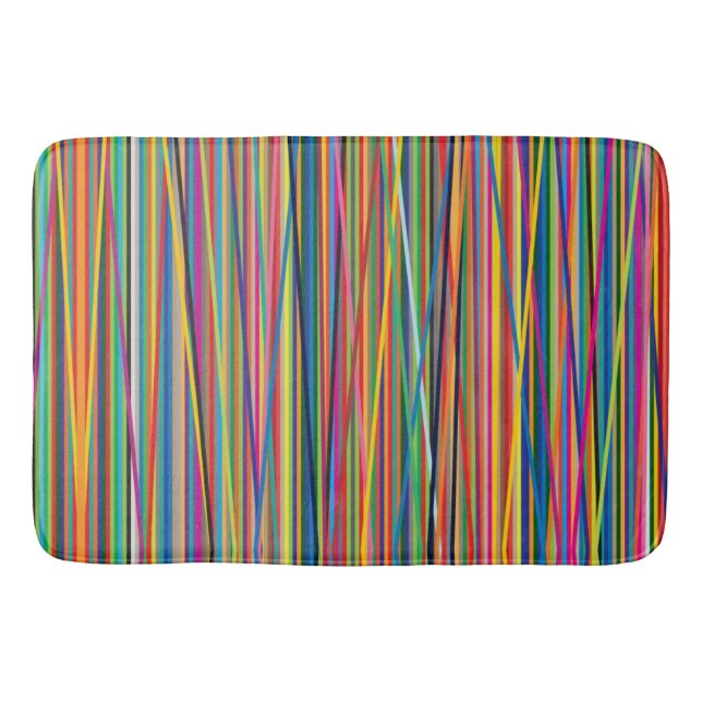 Colourful abstract stripes design bath mat (Front)
