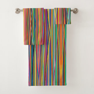 Colourful abstract stripes design bath towel set
