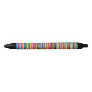 Colourful abstract stripes design black ink pen