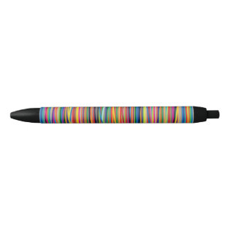 Colourful abstract stripes design black ink pen
