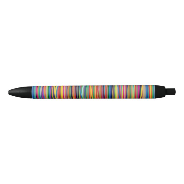 Colourful abstract stripes design black ink pen (Front)