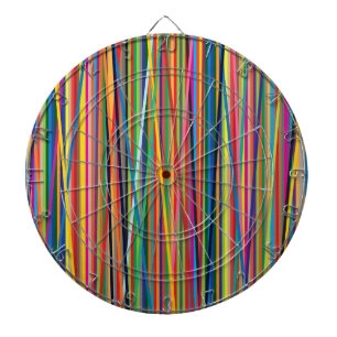 Colourful abstract stripes design dartboard