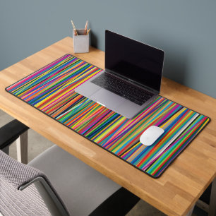 Colourful abstract stripes design desk mat