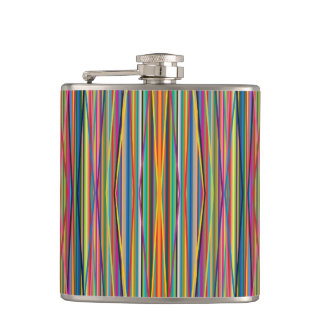Colourful abstract stripes design hip flask