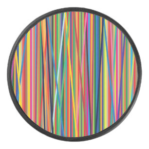 Colourful abstract stripes design hockey puck