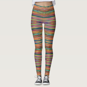 Colourful abstract stripes design leggings