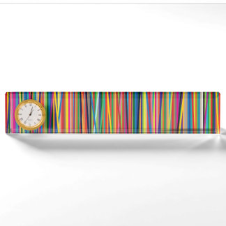 Colourful abstract stripes design nameplate