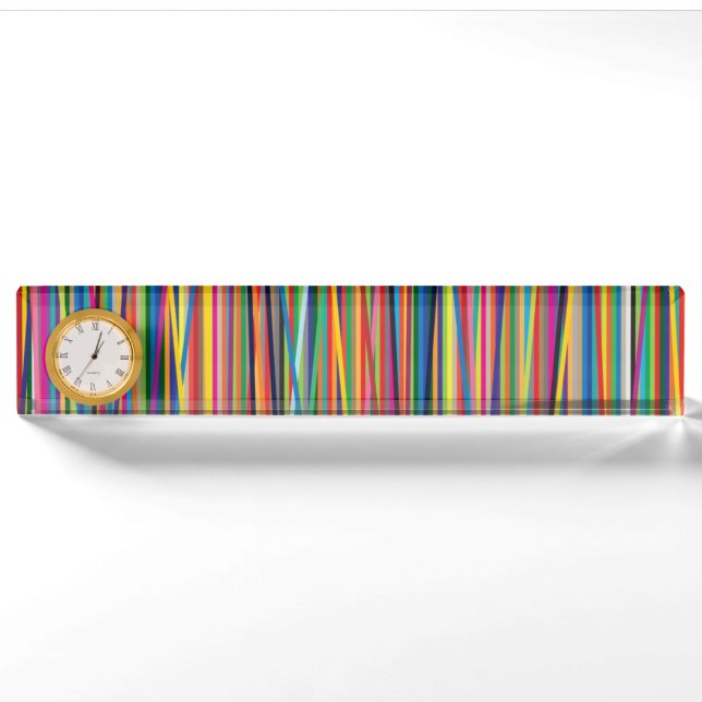 Colourful abstract stripes design nameplate (Front)