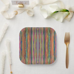 Colourful abstract stripes design paper plate
