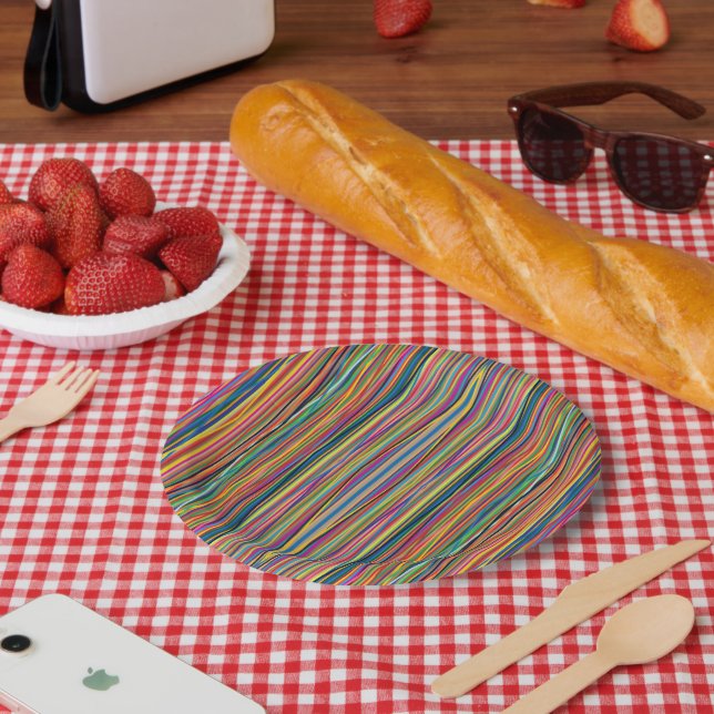 Colourful abstract stripes design paper plate (Picnic)