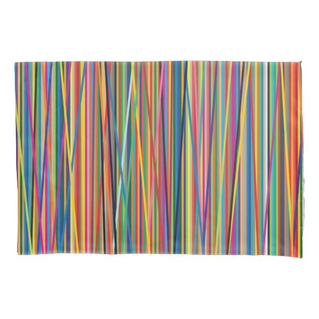Colourful abstract stripes design pillowcase (Front-Left)