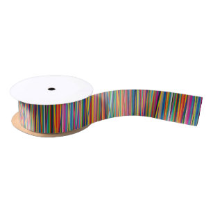 Colourful abstract stripes design satin ribbon