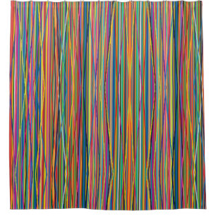 Colourful abstract stripes design shower curtain