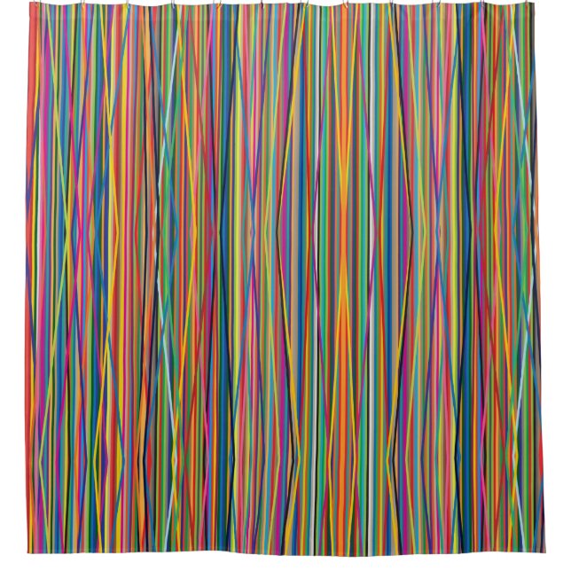 Colourful abstract stripes design shower curtain (Front)