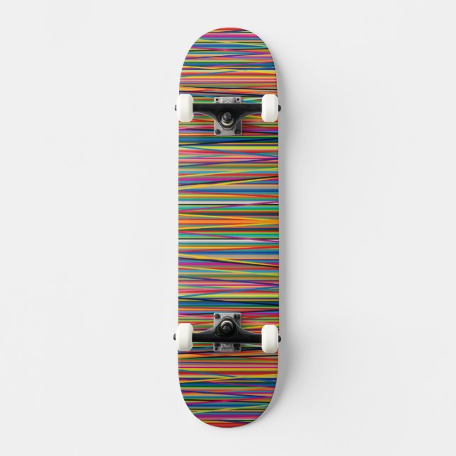 Colourful abstract stripes design skateboard (Front)
