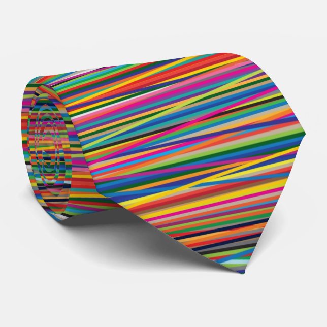Colourful abstract stripes design tie (Rolled)