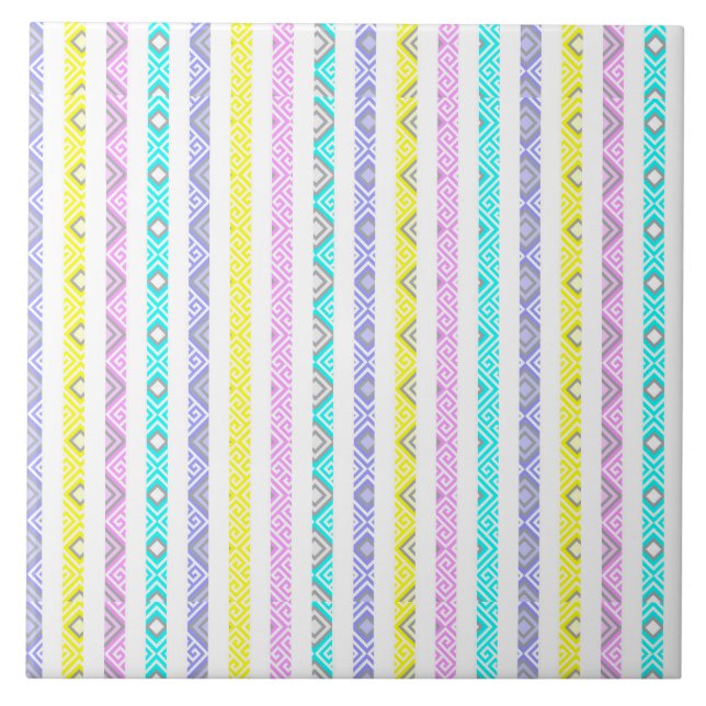 Colourful abstract stripes design tile (Front)