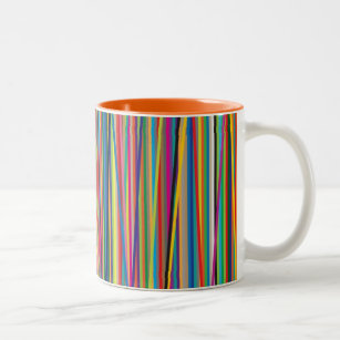 Colourful abstract stripes design Two-Tone coffee mug