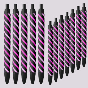 Colourful Abstract Stripes Pattern          Black Ink Pen