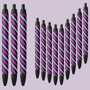 Colourful Abstract Stripes Pattern          Black Ink Pen
