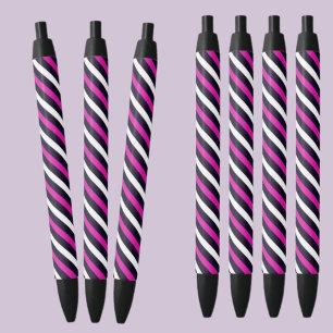 Colourful Abstract Stripes Pattern          Black Ink Pen