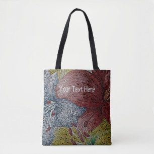 colourful abstract style flower modern floral tote bag