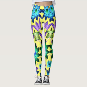 Colourful abstract stylish floral pattern leggings