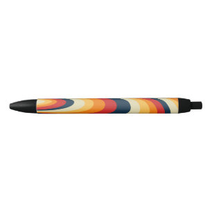 Colourful abstract swirl design  black ink pen