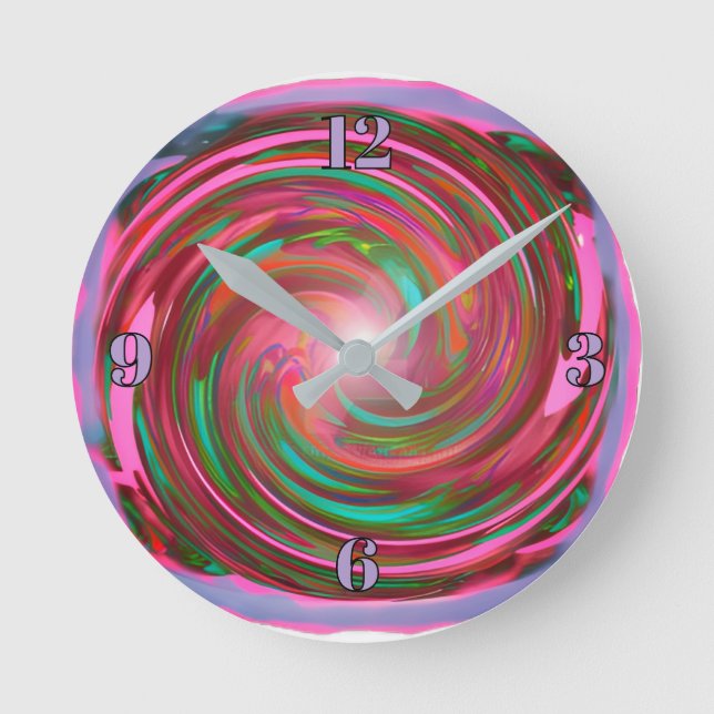 Colourful Abstract Swirl Design Clock (Front)