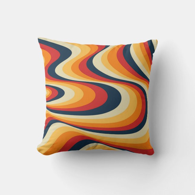 Colourful abstract swirl design cushion (Front)