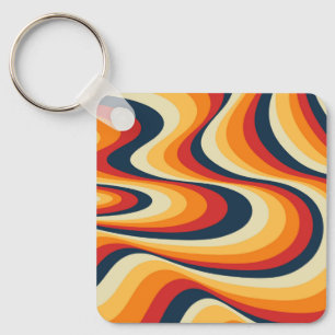 Colourful abstract swirl design key ring