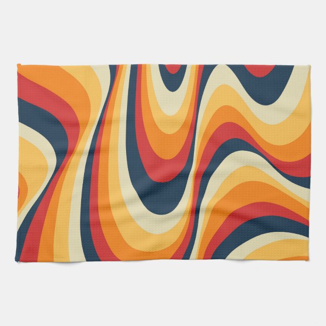 Colourful abstract swirl design tea towel (Horizontal)
